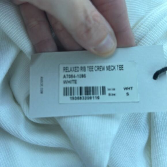 NWT AGOLDE Relaxed Rib Tee In White Crew Neck Basic - Picture 3 of 5